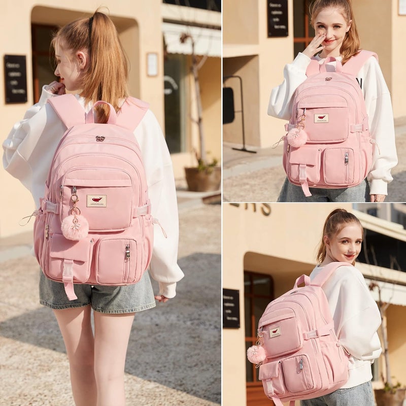 LXYGD Laptop Backpack 15.6 Inch Kids Elementary Middle High School Bag College Backpacks Anti Theft Travel Back Pack Large Bookbags for Teens Girls Women Students (Pink) - Image 2